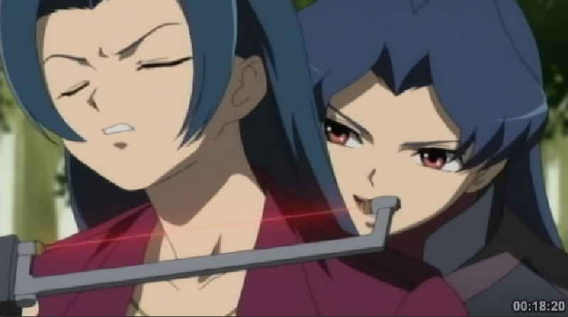 Azusa threatened by Chihaya