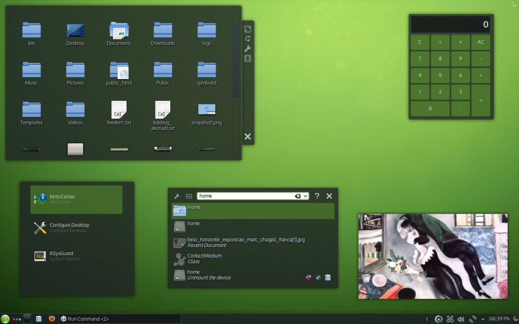 Image of the desktop with the new theme