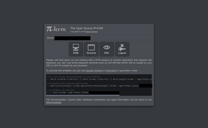 Main web interface of pikvm